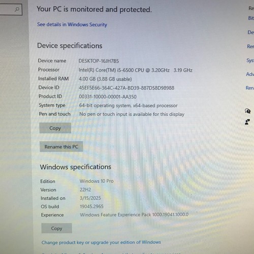Dell Optiplex 3040 SFF Desktop i5-6500 3.20Ghz 4GB RAM 256GB SSD Windows 10 Pro - Picture 2 of 6