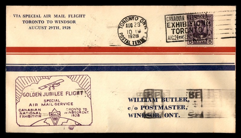 Mayfairstamps Canada Flight 1928 Toronto to Windsor Golden Jubilee Flight Cover