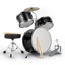 Batteria Junior completa 3 pezzi kit principiante con pedale piatto trono regolabile