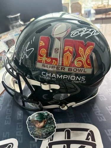 SAQUON BARKLEY & A.J. BROWN AUTOGRAPHED AUTHENTIC FULL SIZE HELMET SB 59 CHAMPS