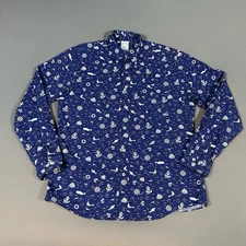 Brooks Brothers Regent Shirt Mens Large Blue Cotton Long Sleeve Nautical Print