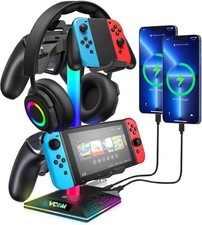 RGB Gaming Headphones Stand with 2 USB and 1 Type-C Ports,Headset Stand