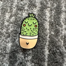 Cactus Enamel Pin Plant Brooch Happy Cacti Lapel Badge Cute Pot Face Jewelry