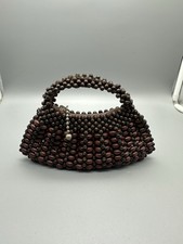 Mini Handbag Brown Beaded Made In Czechoslovakia