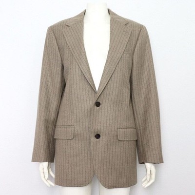 Celine Elbow Patch Cashmere Flannel Jacket Maroon Glass Brun Damen 152898394