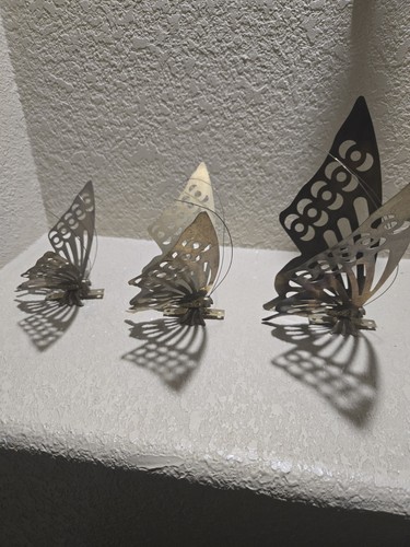 Set 3 MCM Vintage Metall Messing Schmetterlinge 3 Größen 7 3/4 x 3 1/2, 6 1/2 x 3, 5 x  - Bild 11 von 11