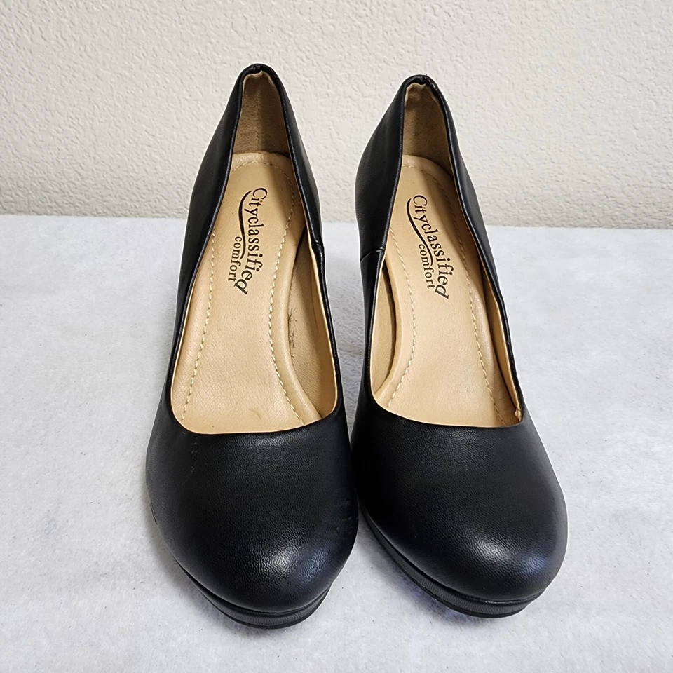 Zapatos para mujer CITY CLASIFICADOS de cuero punta redonda tacón alto bajo talla 6,5 W Foto 3 de 4