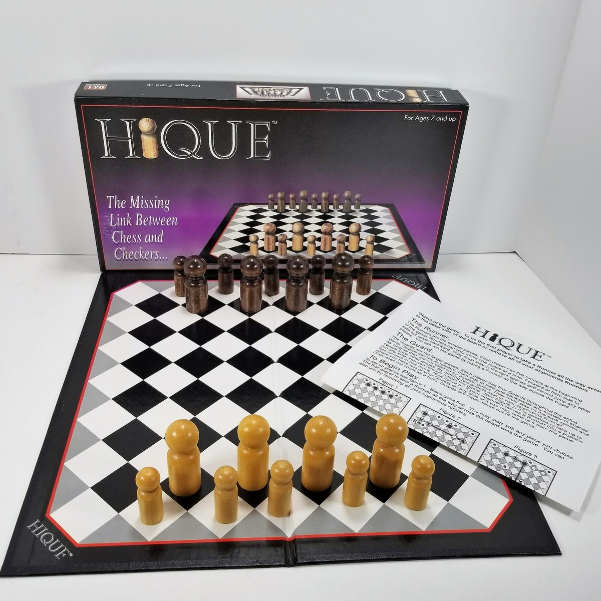 HiQue Game Chess/Checkers Style Game Wooden Pieces Ages 7+ | eBay
