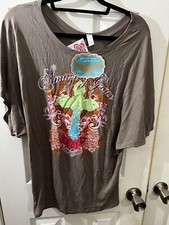 Womens ATX Mafia Slouchy T Shirt Rhinestone Embellishments Size XL