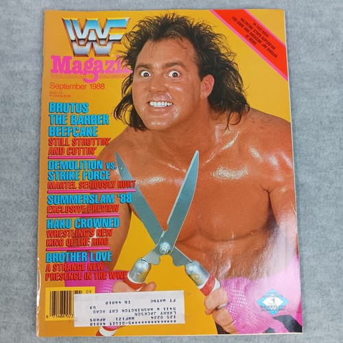 WWF Magazine September 1988 Brutus The Barber Beefcake Very Good Condition