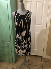 AMERICAN LIVING, WOMENS STRETCHY, SLEEVELESS, BLACK & WHITE SHIFT DRESS, 8