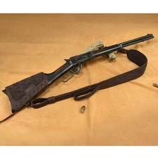 Vintage Leather Rifle Padded Carry Sling with Soft Cheek Rest Cover Set