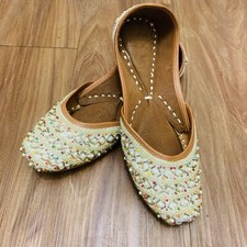 Handmade Indian Punjabi Pakistani Ethnic Traditional Women Flat Shoes Juti US 7