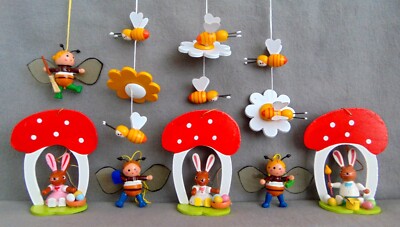 9 Vintage Erzgebirge Ostern Hängeschmuck