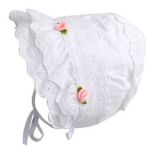 Baby Girls Lace Bonnet 100 Cotton Double Brimmed Eyelet Floral Cap Infants