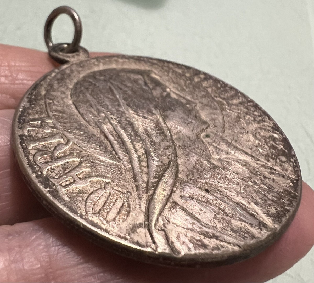 BIG Antique Vintage Silver Tone POPE PIUS XI~MARIA IMMACULATA 