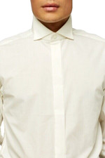 Mens Wedding Shirt Shirts Formal Tuxedo Wing Collar Cream Ivory White Button New