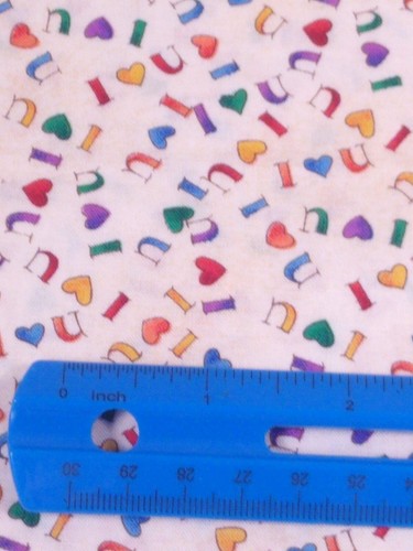 100% cotton quilt fabric I HEART LOVE YOU Smith Milligan rainbow yardage 6 yards - Picture 2 of 9