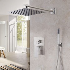 Brushed Nickel 10" Rainfall Shower Head 2-Way Mixer Valve Hand Shower Faucet Set