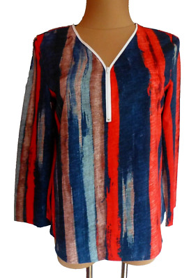 Emery Rose Damenshirt  Gr. 42/44 Rot-Blau-Beige gestreift