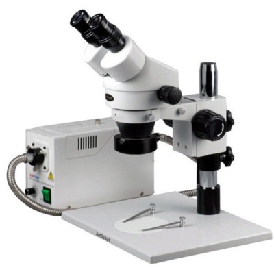 AmScope 3.5X-90X Inspection Zoom Microscope with Fiber Optic Ring Illuminator