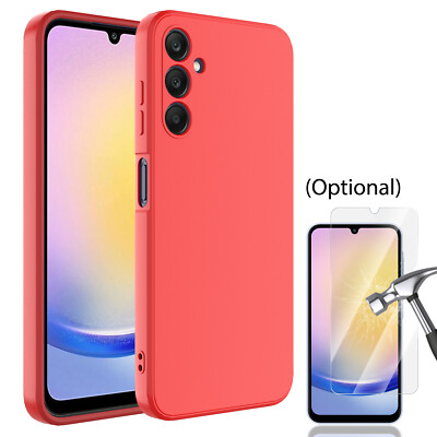 For Samsung Galaxy A15 A25 A55 5G Liquid Silicone Case/Tempered Glass Protector