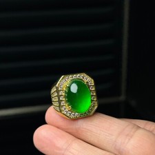 Natural inlaid high-ice Burmese Jade Jadeite Pigeon egg amulet Ring