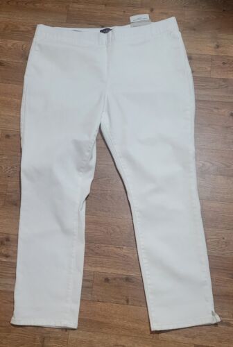 NYDJ Alina Pull On cheville pantalon extensible côté fente minceur blanc sans fin taille 18 neuf avec étiquettes - Photo 1 sur 9