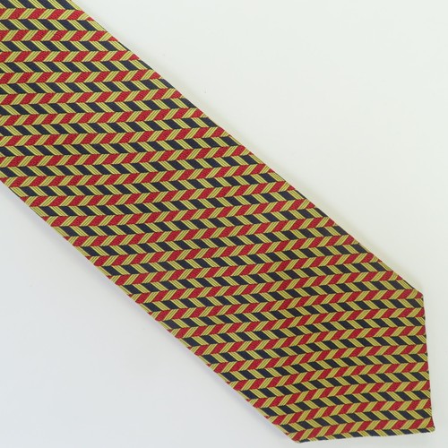 Paul Fredrick Tie Mens Silk Gold Red Blue Herringbone 3.75" 57" USA Handmade - 第 1/6 張圖片