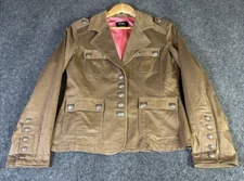 Goode Rider Jacket Women Small Tan Button Up Pockets Horse Equestrian Preppy