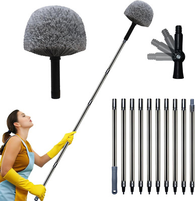 20Ft High Reach Cobweb Duster with 14Ft Extension Pole   Ceiling & Corner Tool