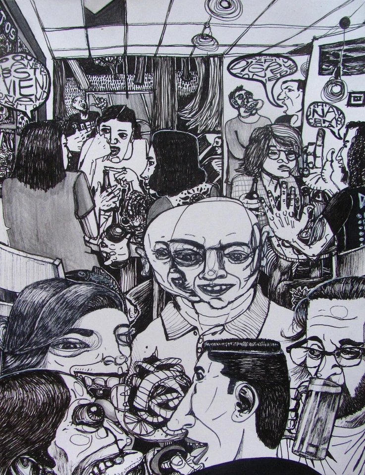 Gerardo GOMEZ El Salvador encre sur papier ink on paper Zeichnung 23/30.5cm - Photo 1/1