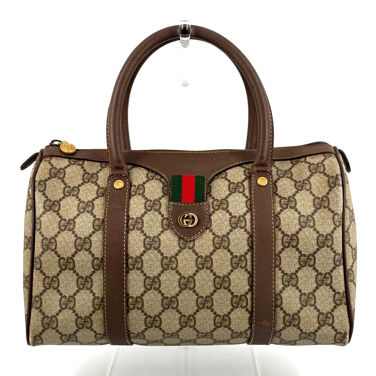 Sac à main vintage Gucci mini sac Boston ligne sherry GG suprême authentique #335