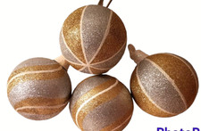 Gold  Silver Ball Ornaments Glitter Sparkle Shine Larger FABULOUS Set of 4