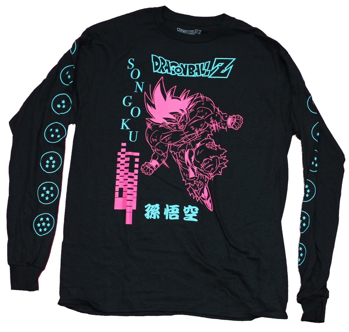 Dragon Ball Z Mens Long Sleeve T-Shirt - Son Goku Pink Aqua