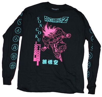 Dragon Ball Z Mens Long Sleeve T-Shirt - Son Goku Pink Aqua