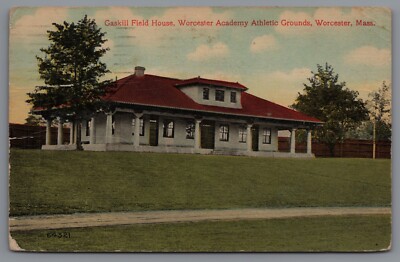Postcard MA Gaskill Field House Worcester Academy Grounds Massachusetts 1914 B12
