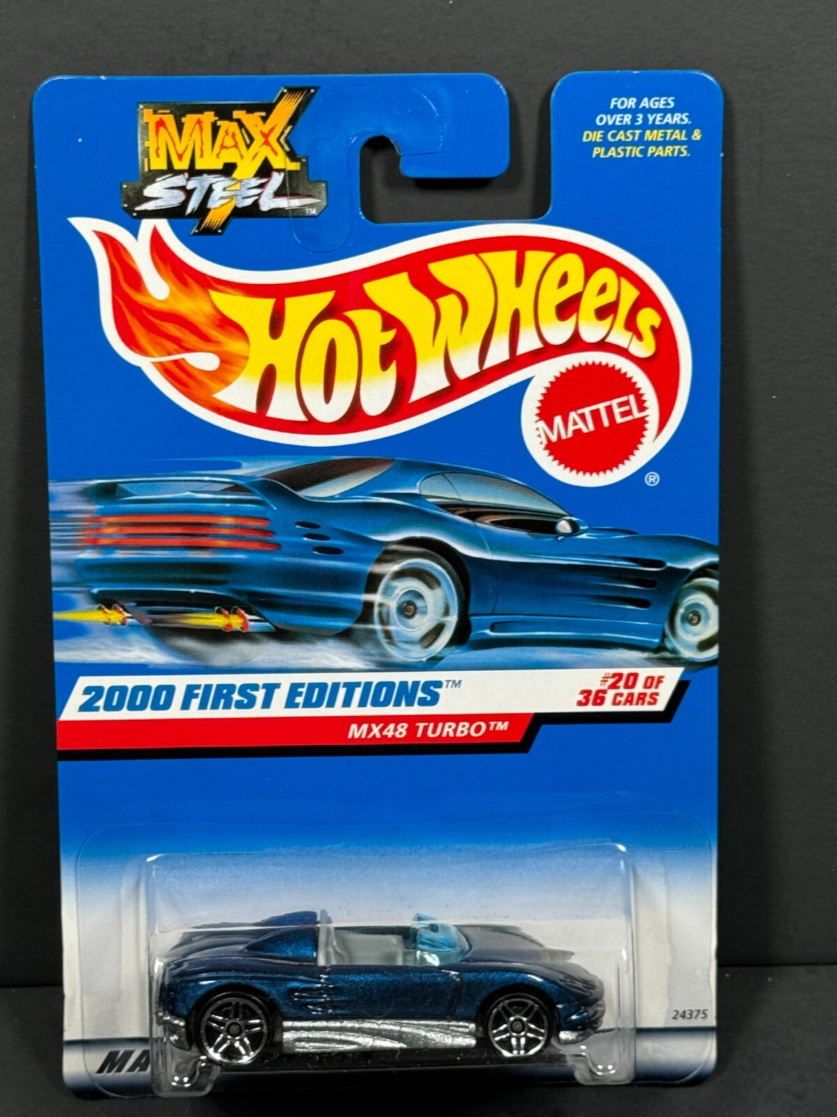 HOT WHEELS 2000 MX48 Turbo #20/36, Blue, First Editions