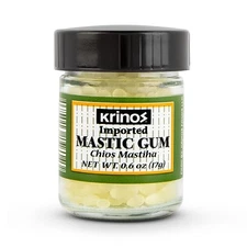 Krinos Greek Mastic Gum Chios Island PDO Pine Flavor Jar 17g (60 characters)