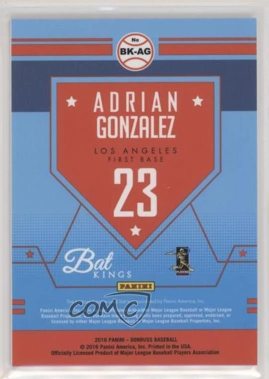 2016 Panini Donruss Bat Kings Red /10 Adrian Gonzalez #BK-AG - Image 2 of 2