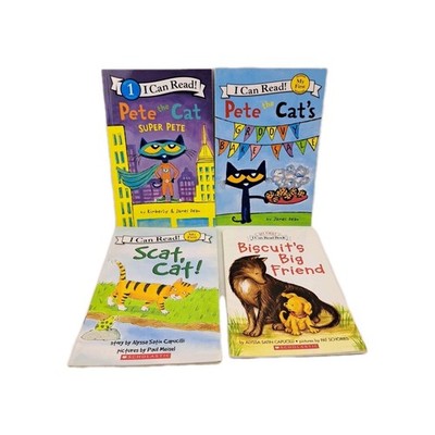 Lot of 4 Childrens Early Reader Books Pete The Cat Biscuit I Can Read