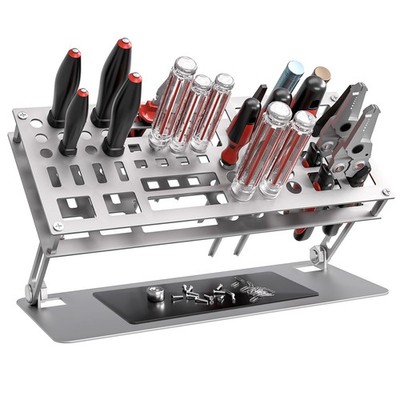 Screwdriver Organizer Holder Storage Rack Adjustable Carbon Steel Silver RC