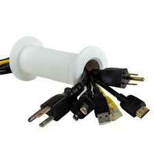 White Extended Length Cable Pass Through Wall Port Fits Up To 3Prong Plug