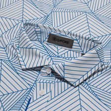 G/Fore NWT Short Sleeve Golf Polo Shirt Size L in White Blue Polyester Blend