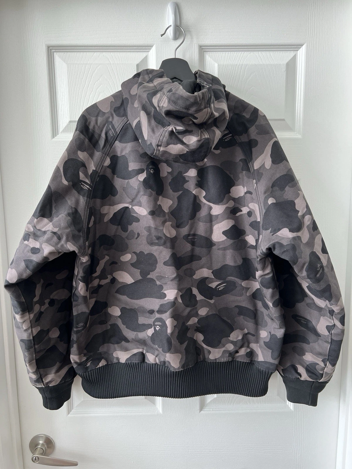 Bape x Carhartt Black & Grey Camo Jacket With Hood image 4