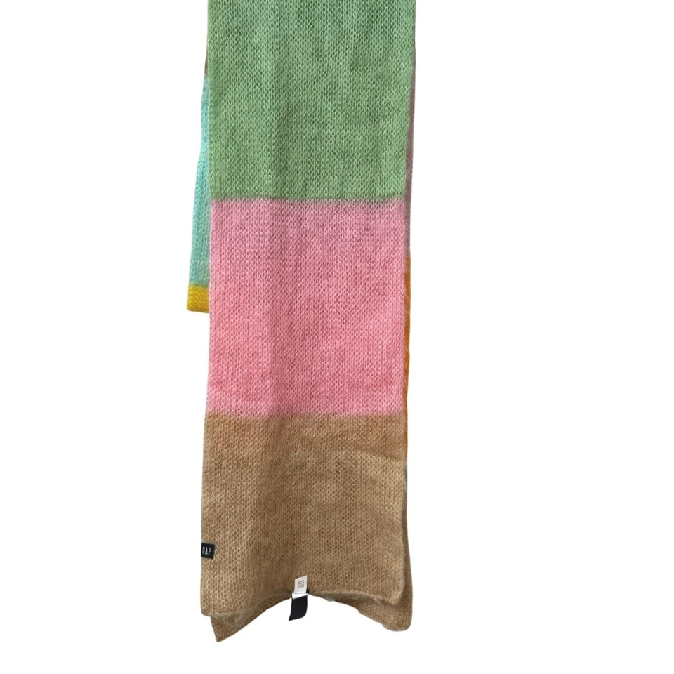 GAP Mohair Lana Bufanda Pastel Multicolor Rayas Suave Mujer Invierno Accesorio 78"L Foto 3 de 4