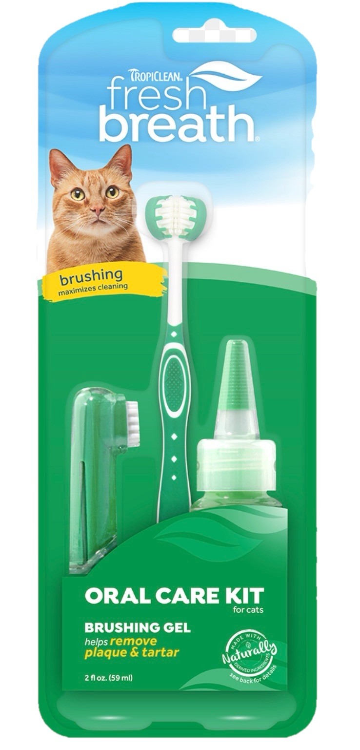Tropiclean Fresh Breath Oral Care Kit for Cats Cat  Pet Grooming