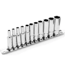 DAKCOS 11 Piece 1/4-Inch Drive SAE Deep Socket Set, 6-point, 5/32-9/16 Inch