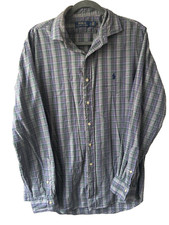 Polo Ralph Lauren Plaid Button Down Shirt Purple Green Blue Men  s Size Large