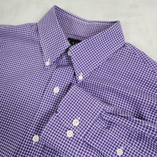 Lauren Ralph Lauren Men's Shirt 16 1/2 32/33 Purple Check Long Sleeves Slim Fit